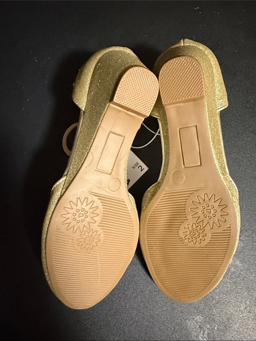 Sonoma Girls' Gold Glitter Ankle-Strap Flats